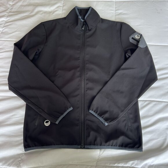 HALTI Sweatshirt Jacket Mens Small Lined Zipped Pockets Black Collared - Picture 1 of 8